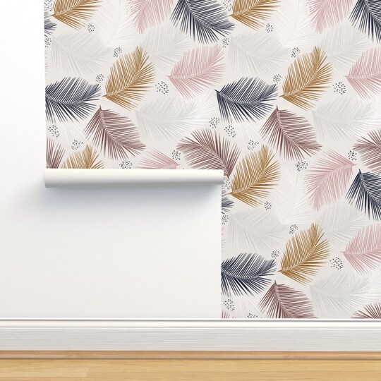 Spoonflower; Palm Leaf Boho Tropical Bohemian Nursery Home Decor Custom Removable Wallpaper by Spoonflower Peel & Stick Wallpaper 2FT Wide; Category:Wallpaper; Image:1